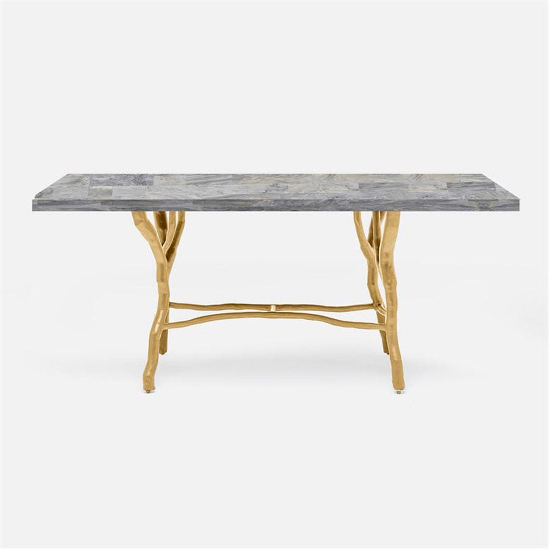 Made Goods Royce Abstract Branch Rectangular Dining Table in Stone Top