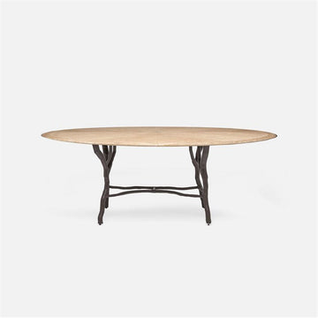 Made Goods Royce Abstract Branch Oval Dining Table in Cerused Oak Top