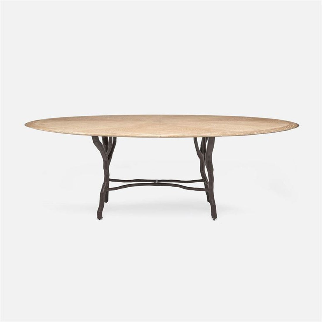 Made Goods Royce Abstract Branch Oval Dining Table in Cerused Oak Top