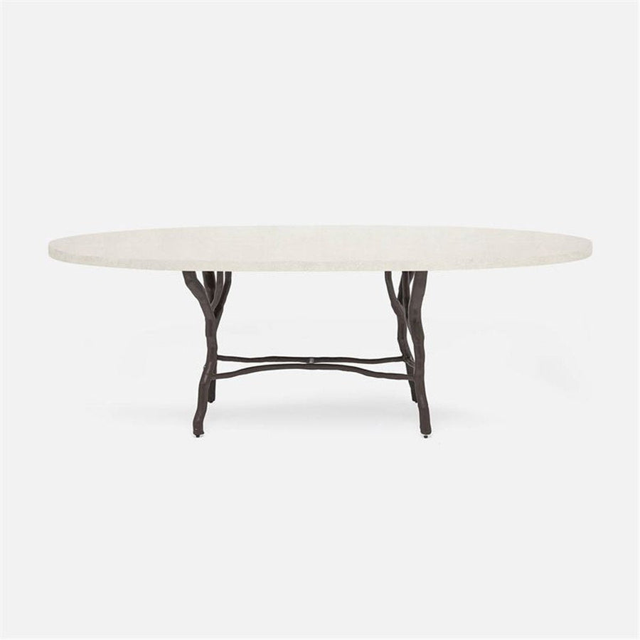 Made Goods Royce Abstract Branch Oval Dining Table in Faux Shagreen Top