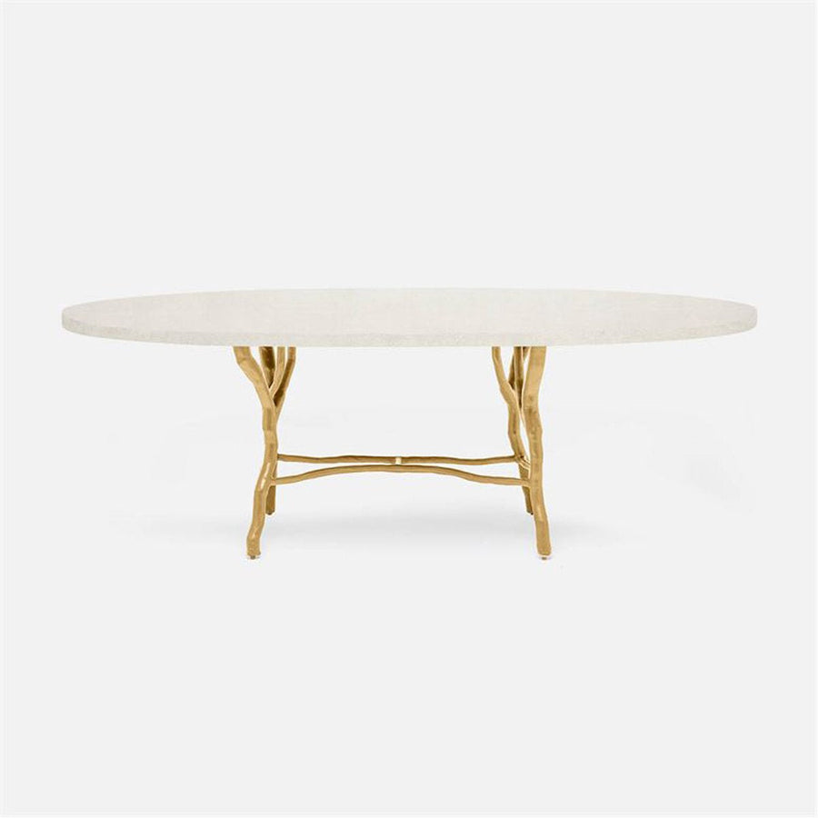 Made Goods Royce Abstract Branch Oval Dining Table in Faux Shagreen Top