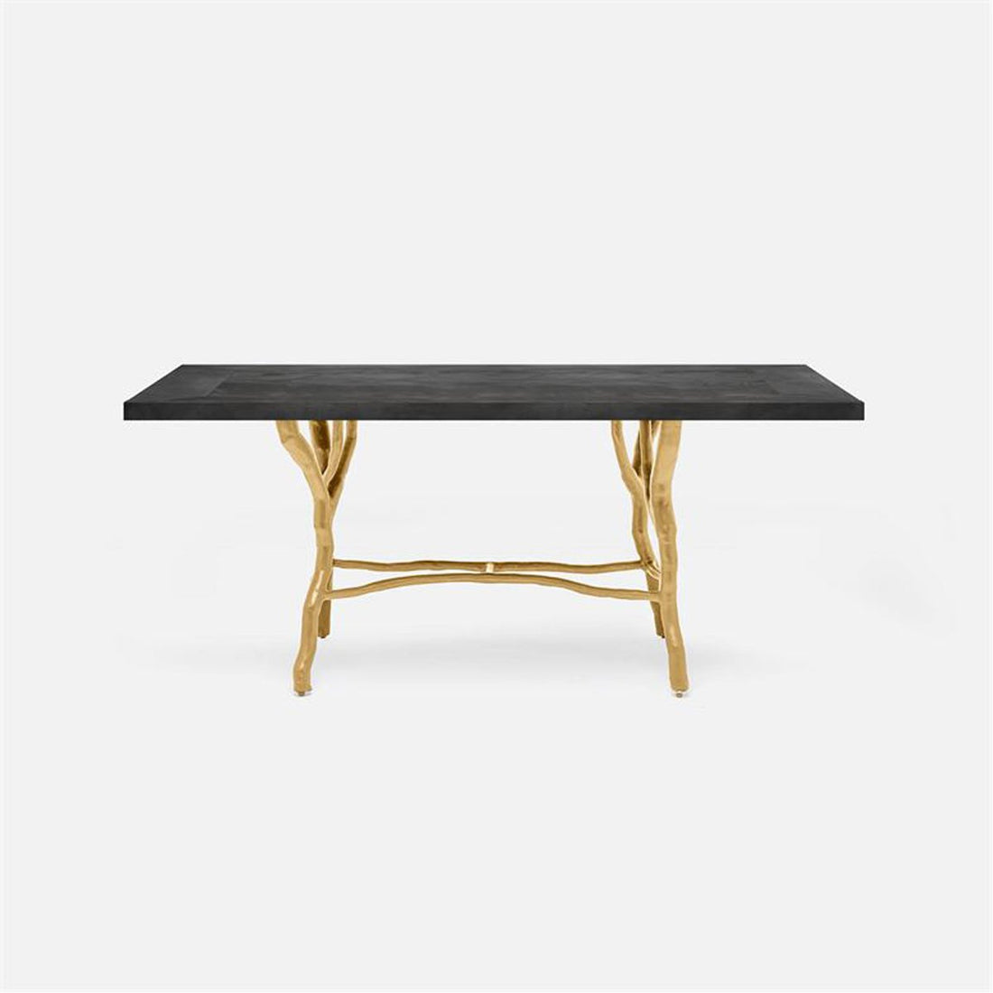 Made Goods Royce Abstract Branch Rectangular Dining Table in Zinc Metal Top