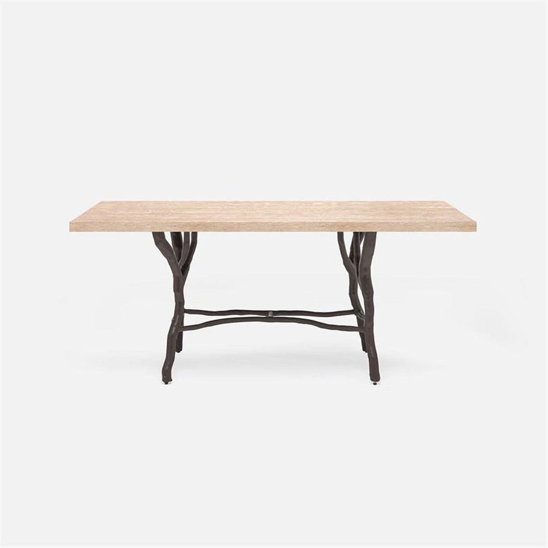 Made Goods Royce Abstract Branch Rectangular Dining Table in Cerused Oak Top