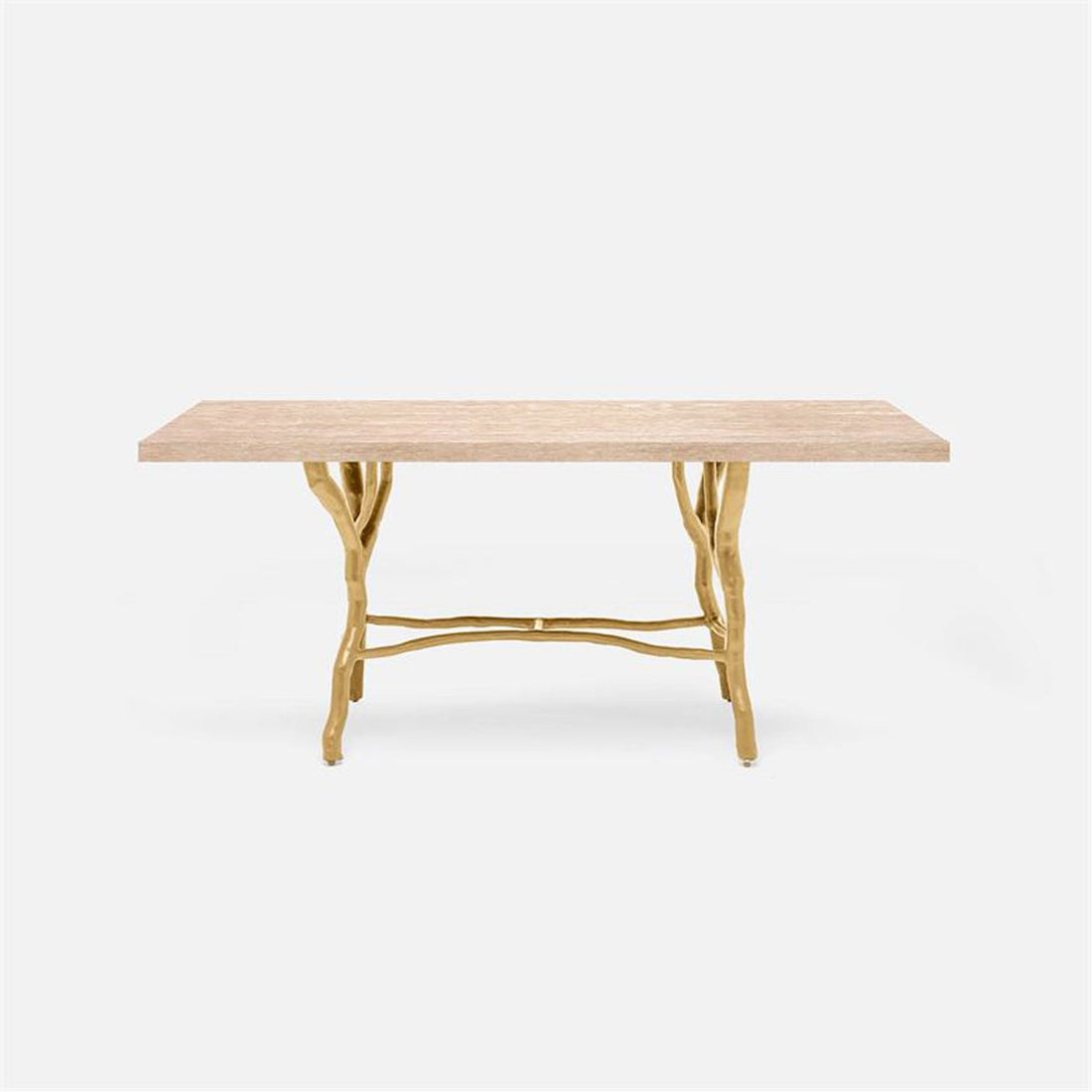 Made Goods Royce Abstract Branch Rectangular Dining Table in Cerused Oak Top