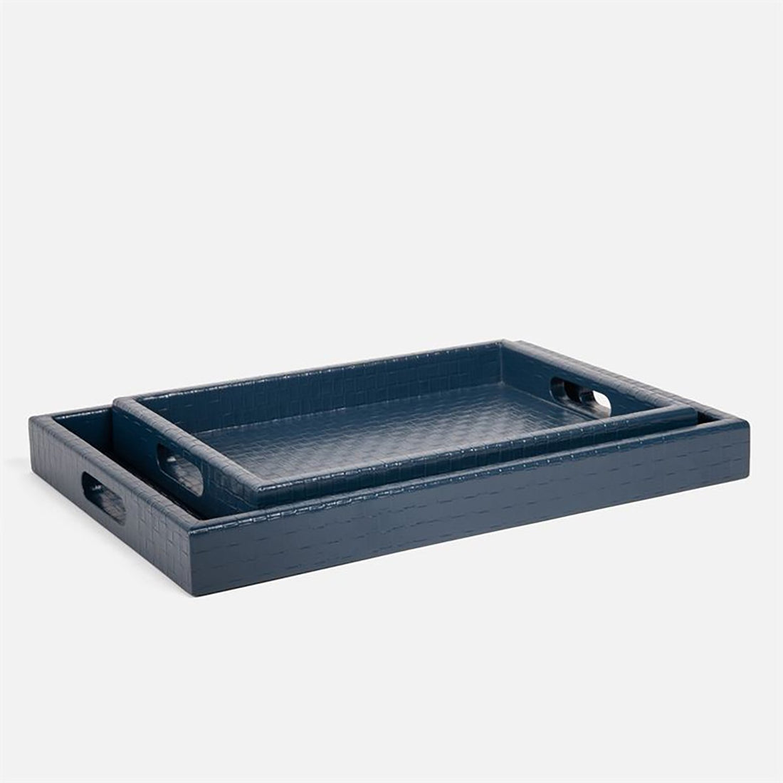 Made Goods Ambrose Faux Leather Weave Tray, 2-Piece Set