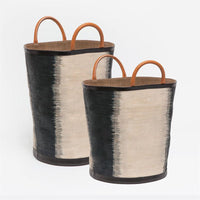 Made Goods Aubrie Pattern Fabric Leather Handles Basket, 2-Piece Set