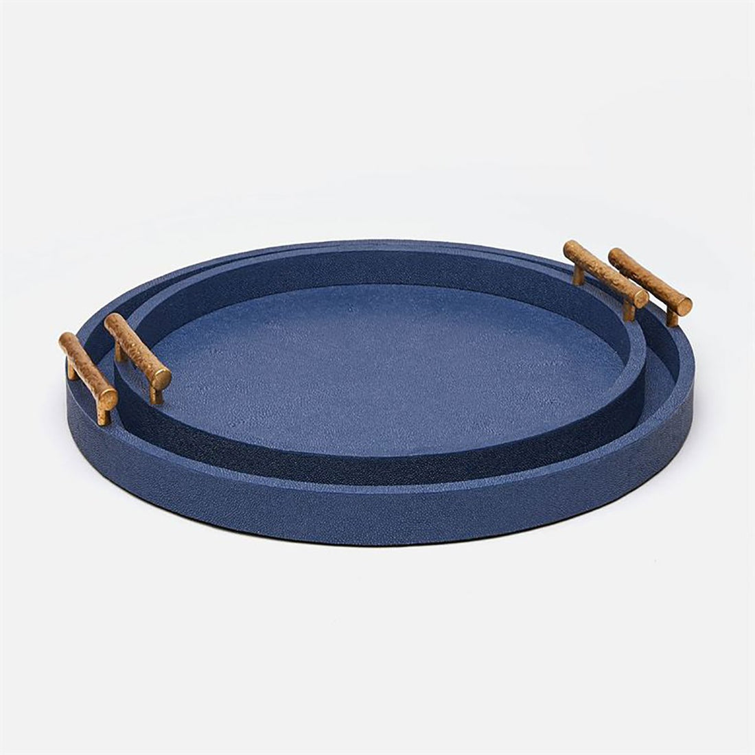 Made Goods Doris Round Faux Shagreen Textured Tray, 2-Piece Set