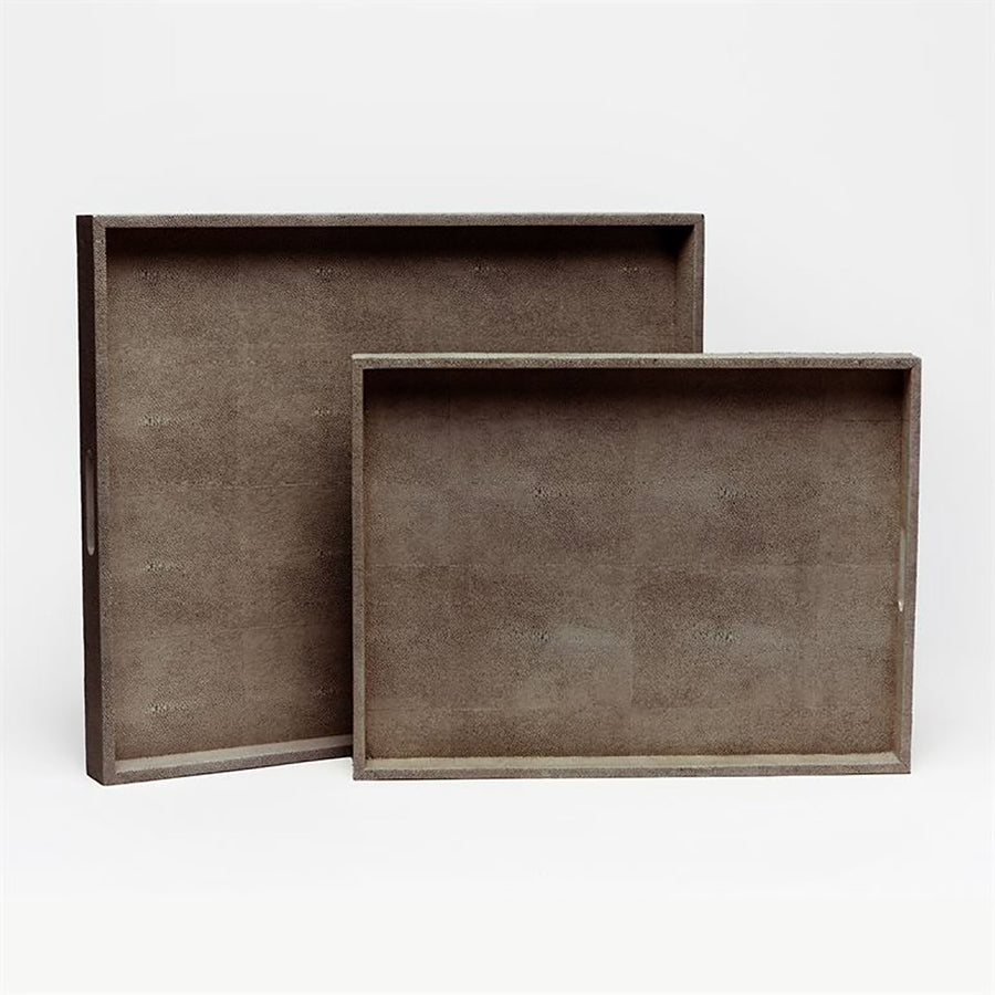 Made Goods Emery XL Rectangular Vintage Faux Shagreen Tray, 2-Piece Set