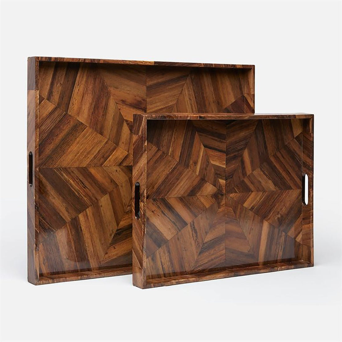 Made Goods Jada Rectangular Parquet Tray, 2-Piece Set