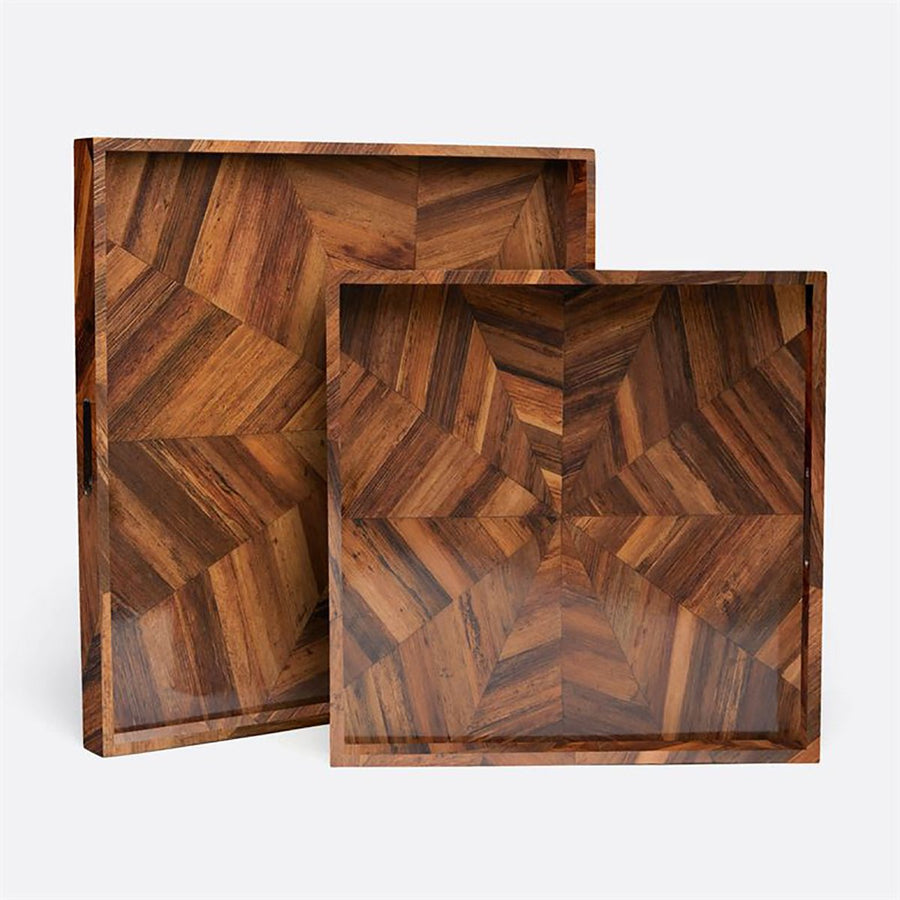 Made Goods Jada XL Square Parquet Tray, 2-Piece Set