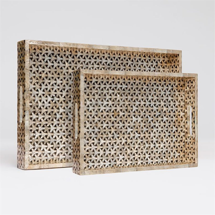 Made Goods Killian Modern Geometric Capiz Tray, 2-Piece Set