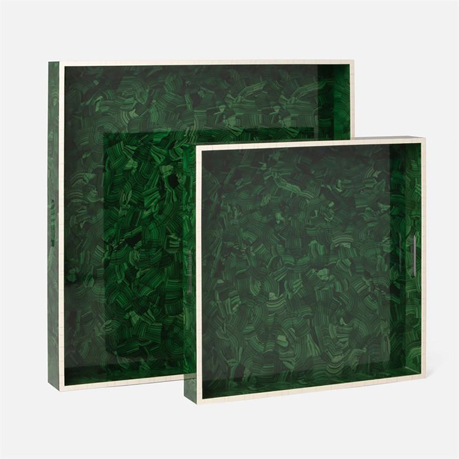 Made Goods Nikolai Faux Malachite Tray, 2-Piece Set