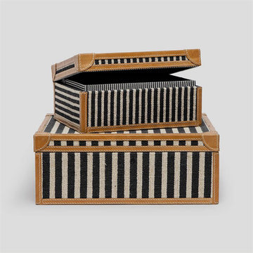 Made Goods Sawyer Striped Jute Boxes, 2-Piece Set