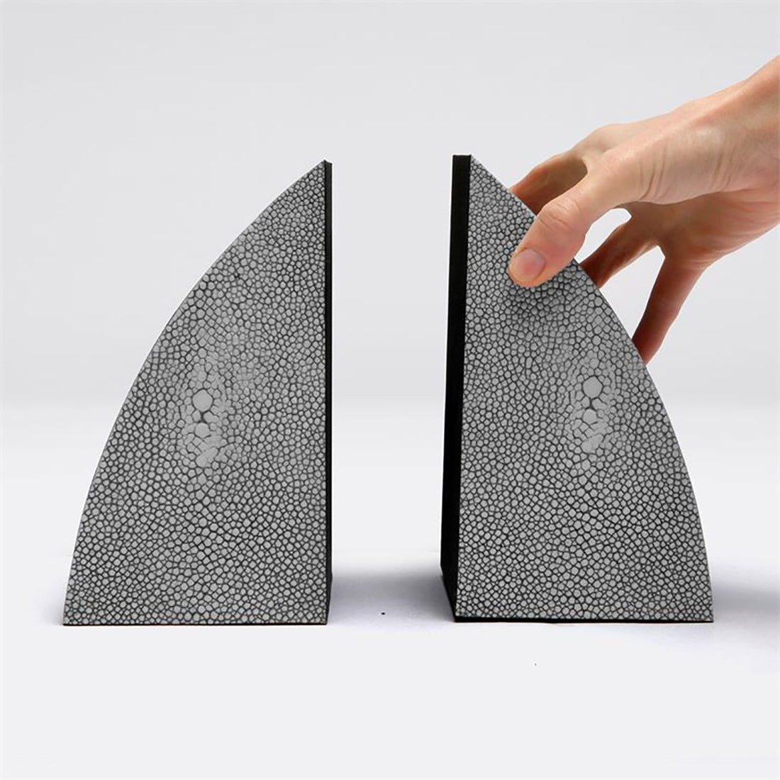 Made Goods Worton Curved Realistic Faux Shagreen Bookends, 2-Piece Set