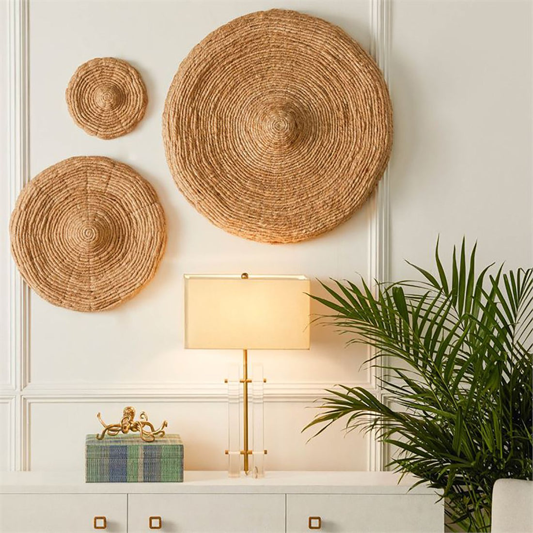 Made Goods Leda 30-Inch Round Abaca Wall Art, Set of 2